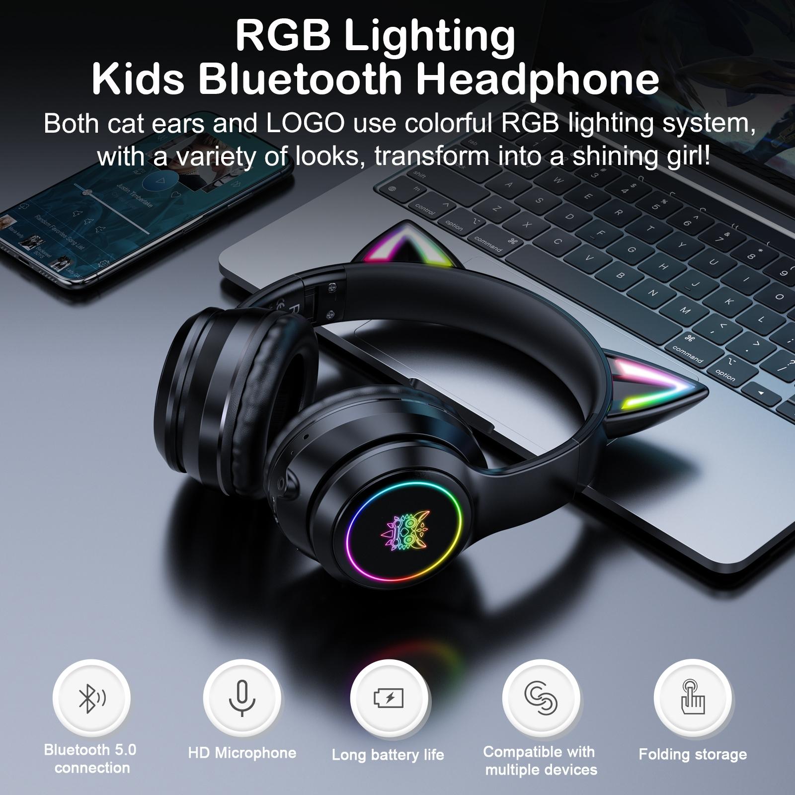 Wireless Bluetooth Headphones With Rgb Lighting - Black 14