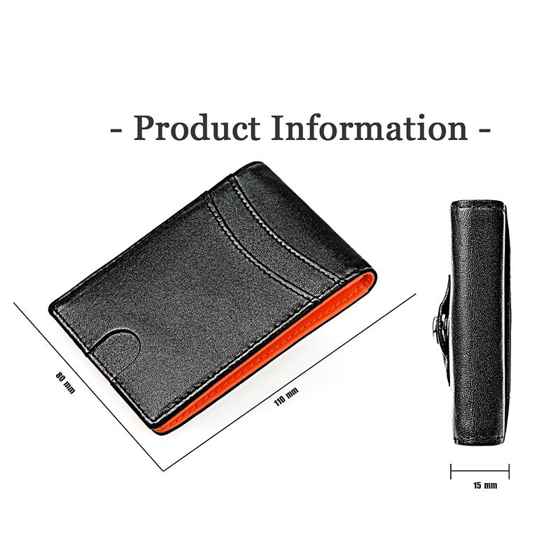 Leather Wallet with Rfid and Tracker Pocket for Men - Black Orange 3