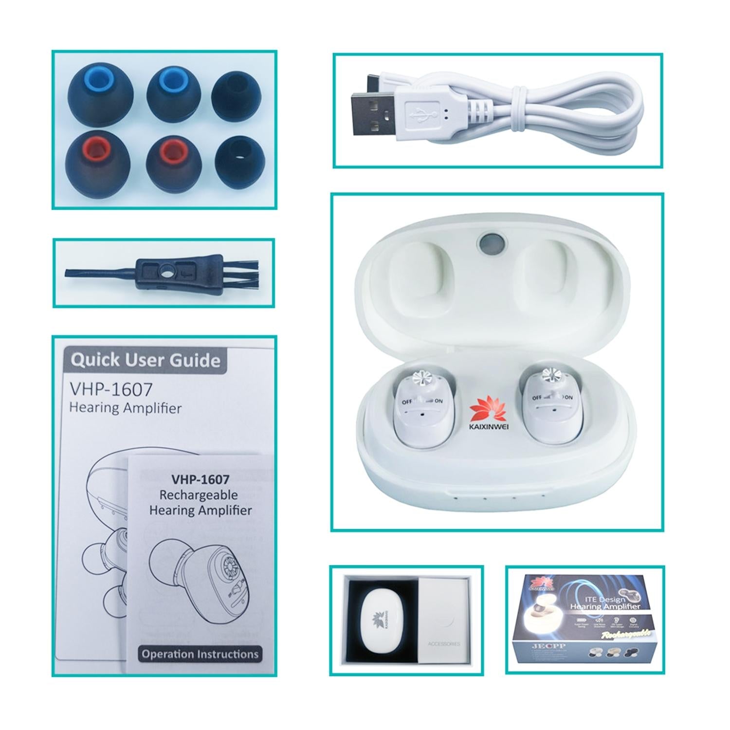 Compact In Ear Hearing Aid Amplifier White 7