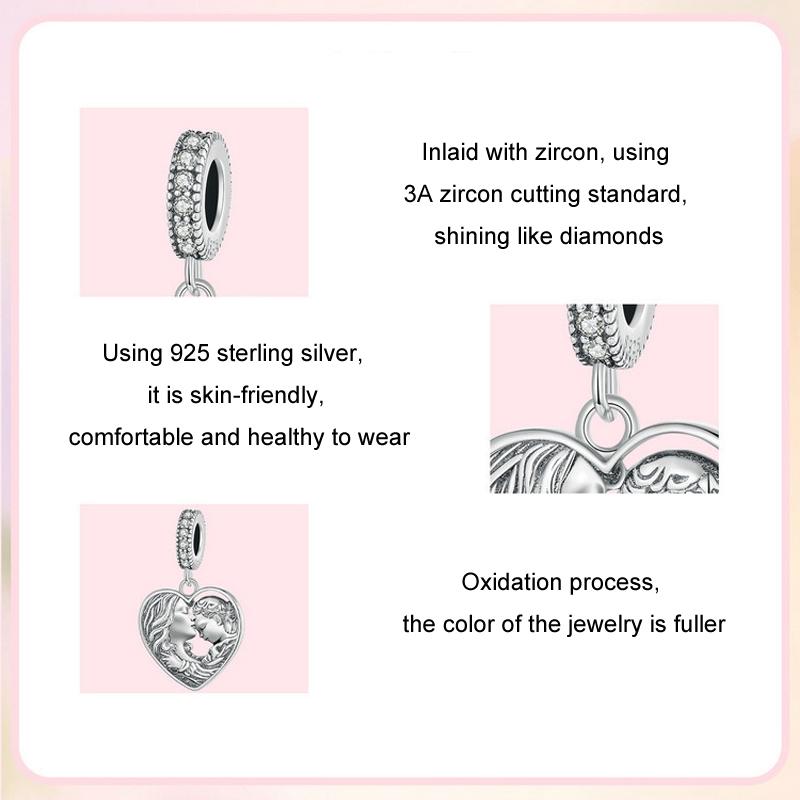 925 Sterling Silver Love Heart Diy Beads 5