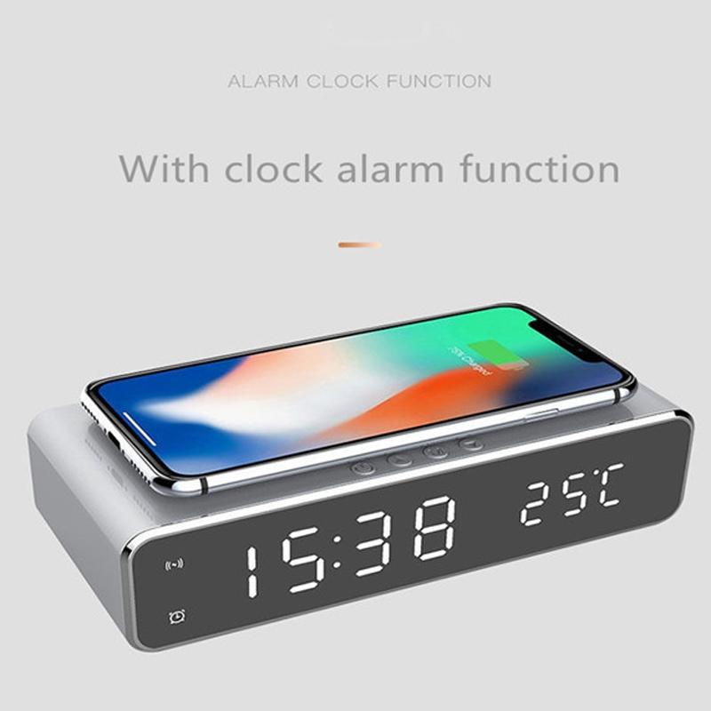 Wireless Charging Desktop Phone With Clock & Temperature Display - Silver 3