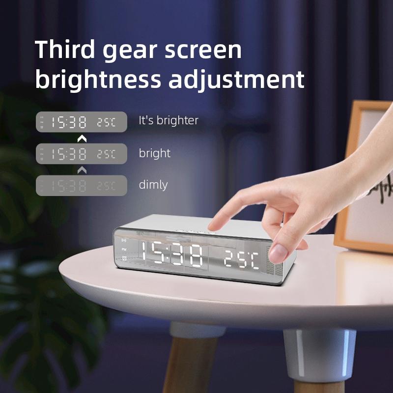 Wireless Charging Desktop Phone With Clock & Temperature Display - Silver 8