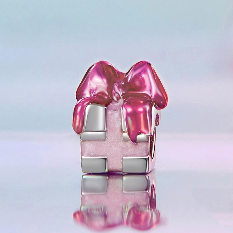 925 Sterling Silver Platinum Plated Bow Diy Beads In 3