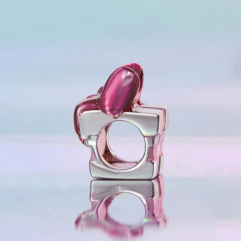 925 Sterling Silver Platinum Plated Bow Diy Beads In 4