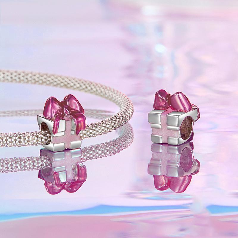 925 Sterling Silver Platinum Plated Bow Diy Beads In 5