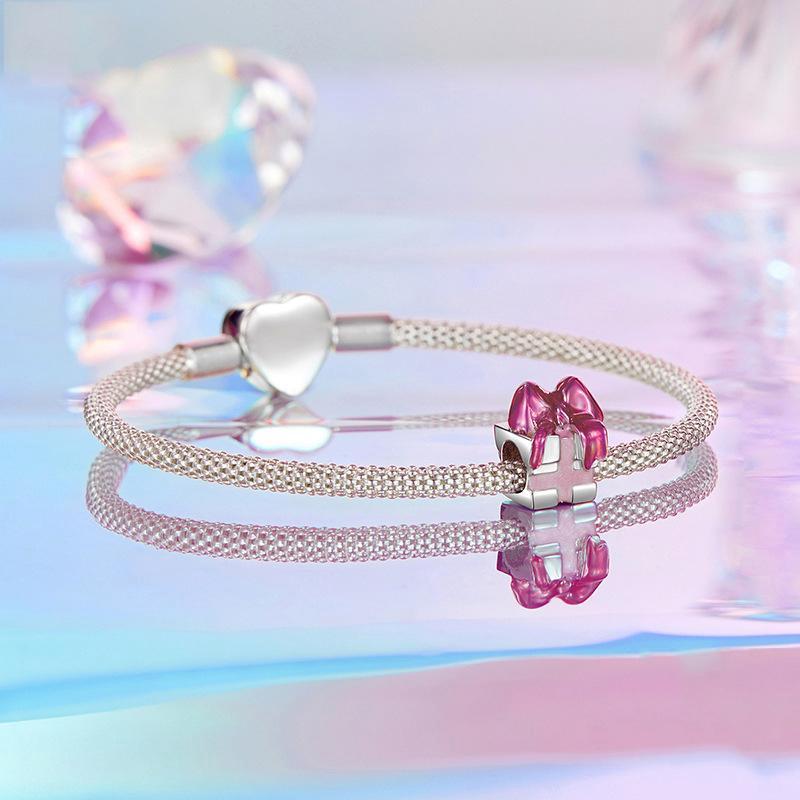 925 Sterling Silver Platinum Plated Bow Diy Beads In 6