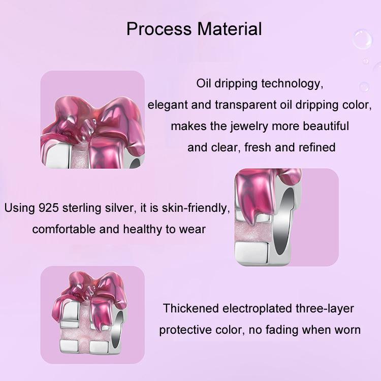 925 Sterling Silver Platinum Plated Bow Diy Beads In 7