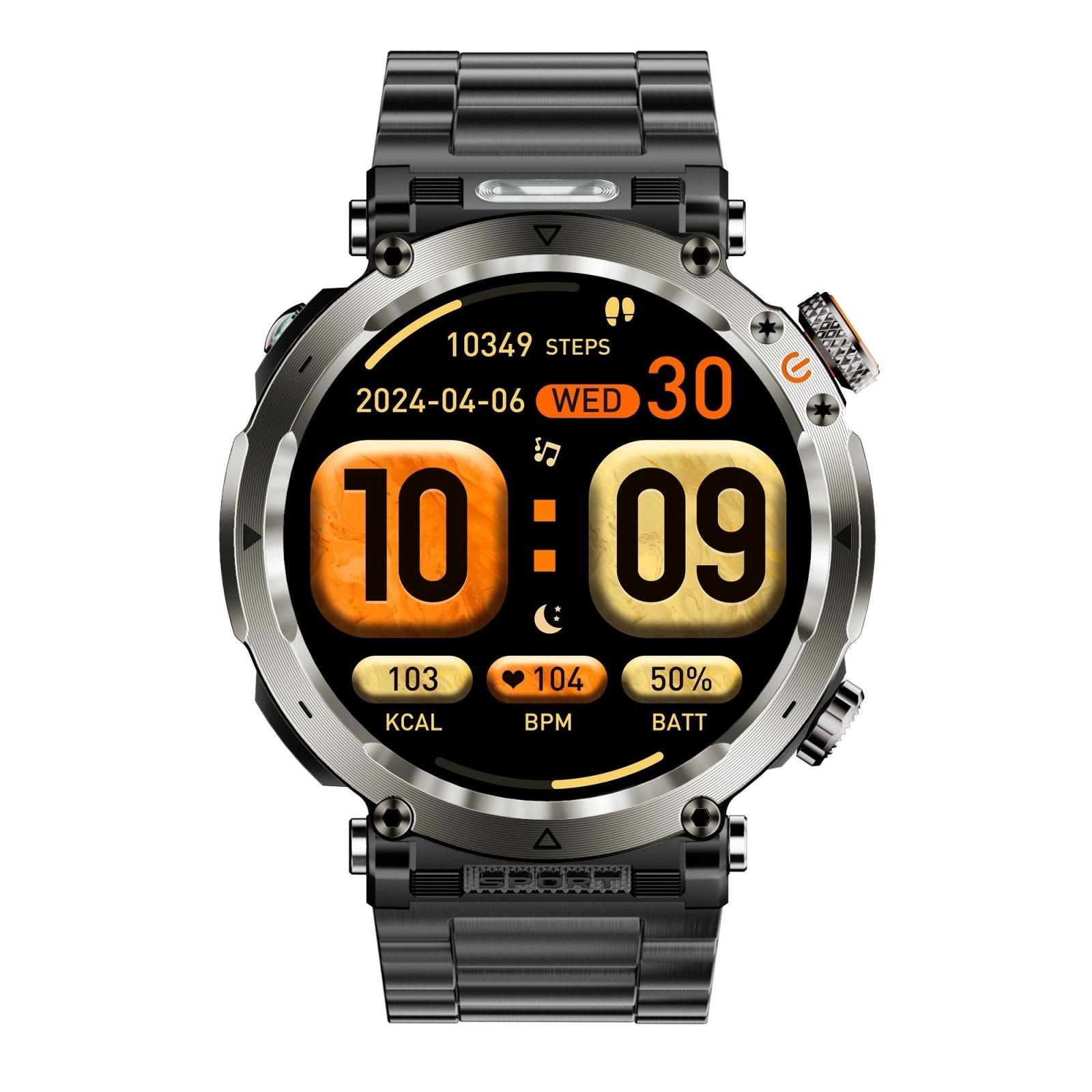 Waterproof Smart Watch With Flashlight Banknote Detector And Compass - Steel Band 3