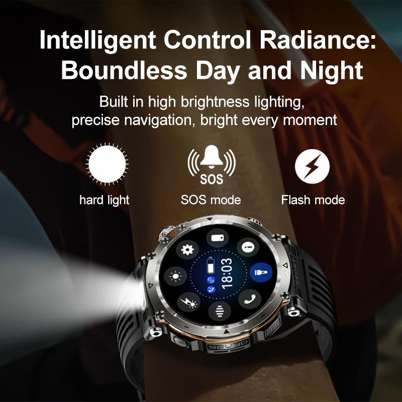 Waterproof Smart Watch With Flashlight Banknote Detector And Compass - Steel Band 8