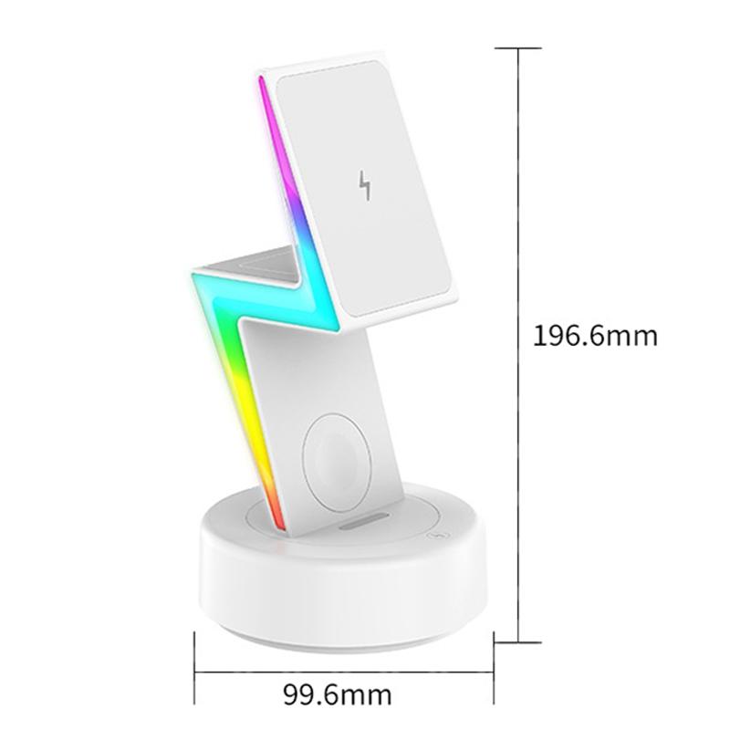 3 In 1 Rgb Light Magnetic Phone Holder With Wireless Charging - White 3