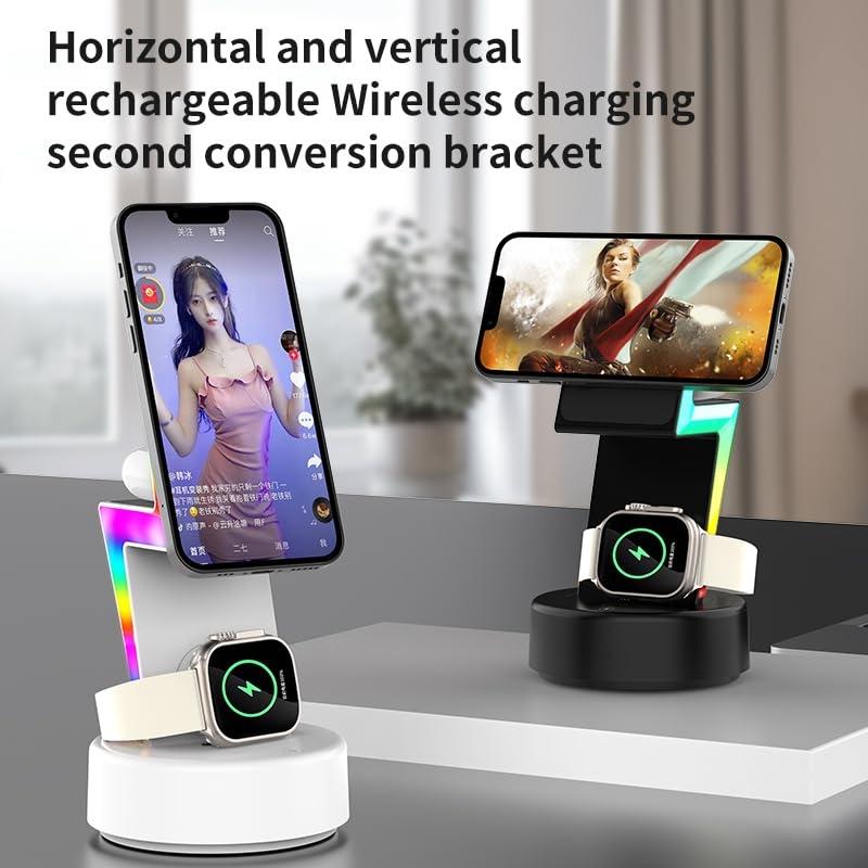 3 In 1 Rgb Light Magnetic Phone Holder With Wireless Charging - White 4