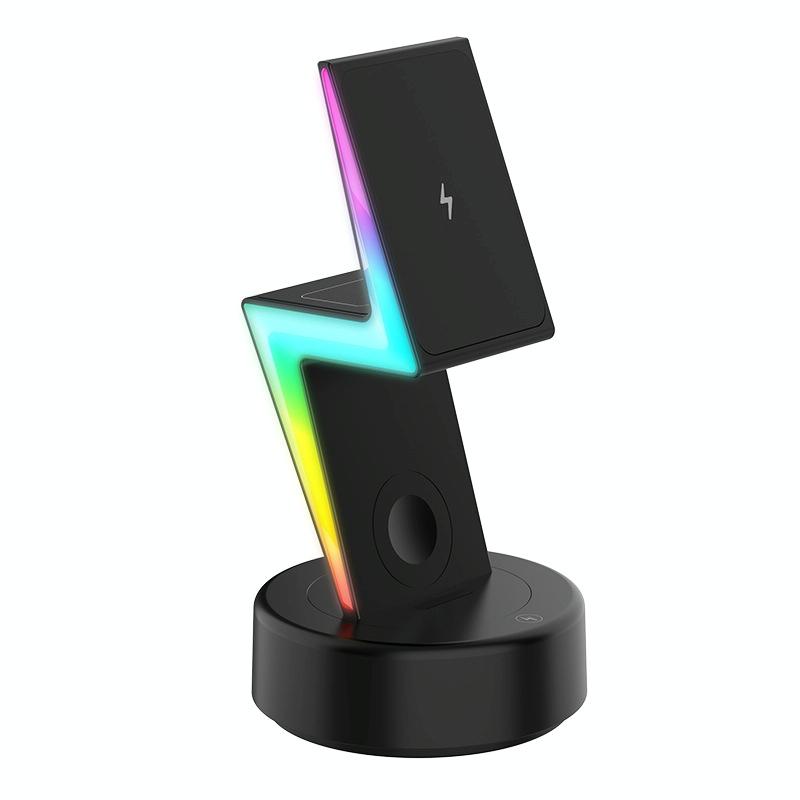 3 In 1 Rgb Light Magnetic Phone Holder With Wireless Charging - White 12