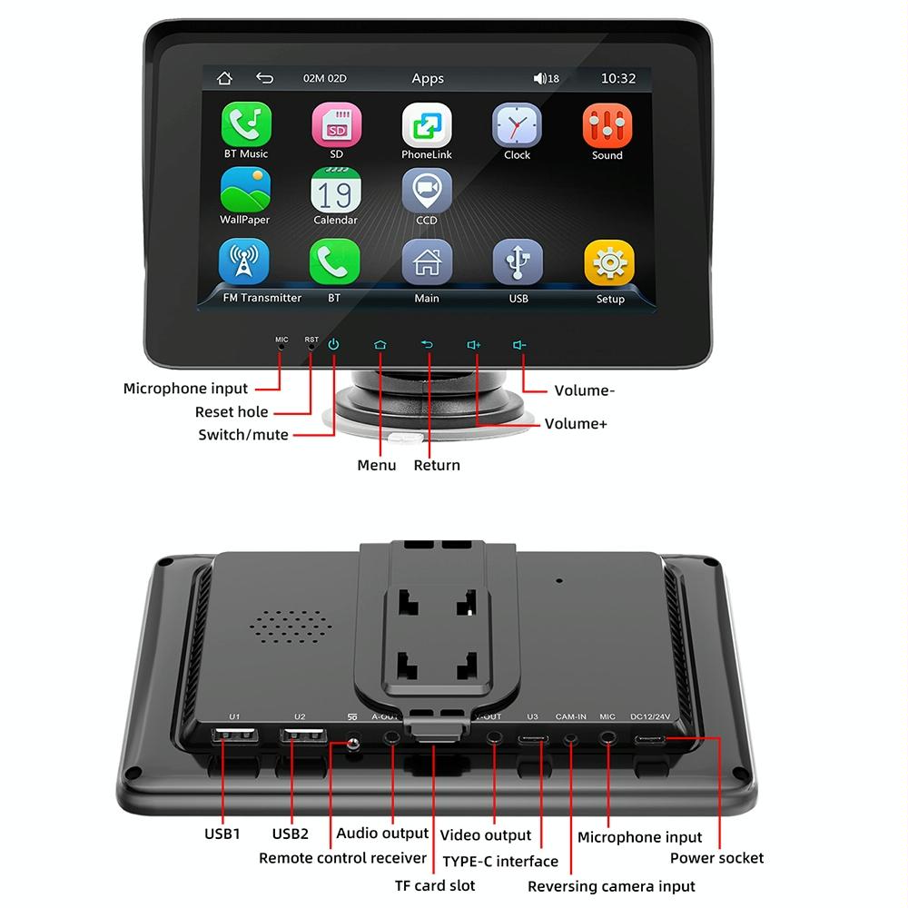 7 Inch Car Mp5 Player W / Carplay & Android Auto - Black 4
