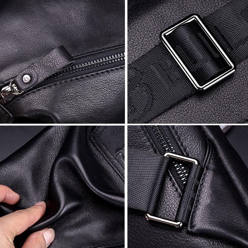 Large Capacity Soft Cowhide Shoulder Bag Durable & Stylish - Black 7