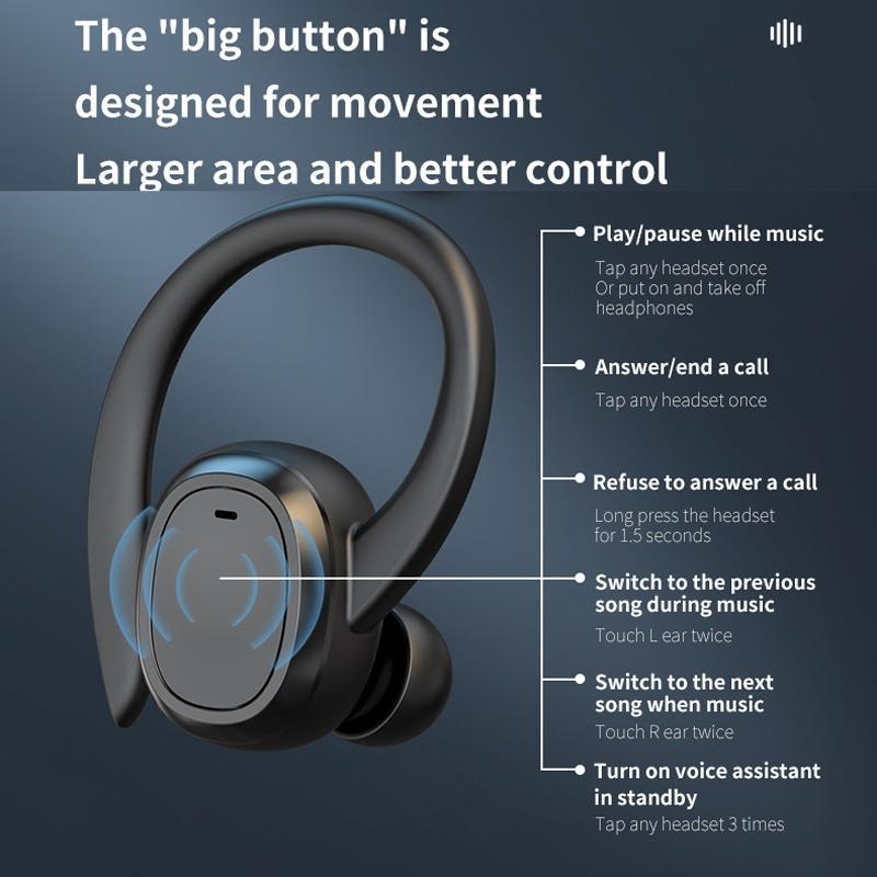 Wireless Stereo Earphones with Charging Case - Black 6