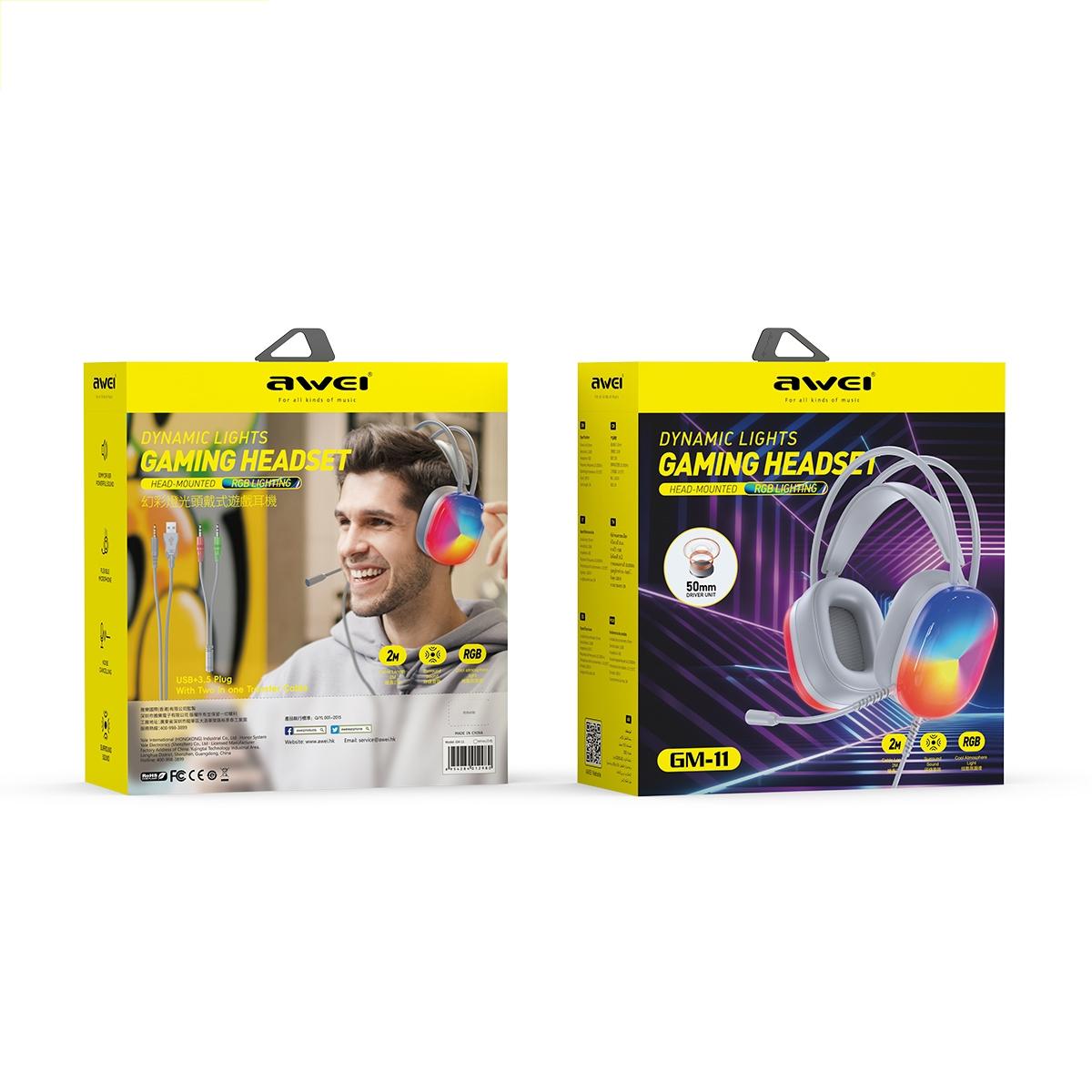 2M Luminous Wired Headphones Awei Gm-11 - Black 7