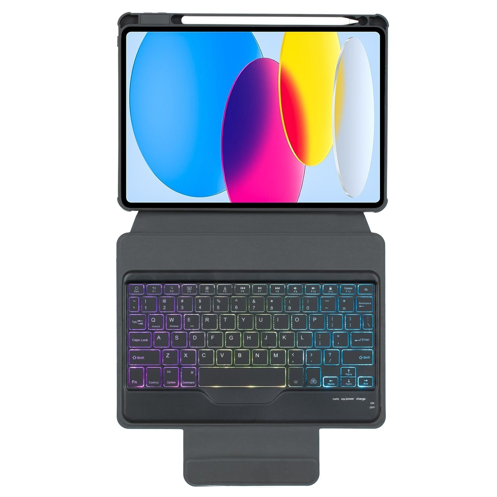 360 Rotation Bluetooth Keyboard Leather Case For Ipad 10.9 2022 With Backlight - Black 11