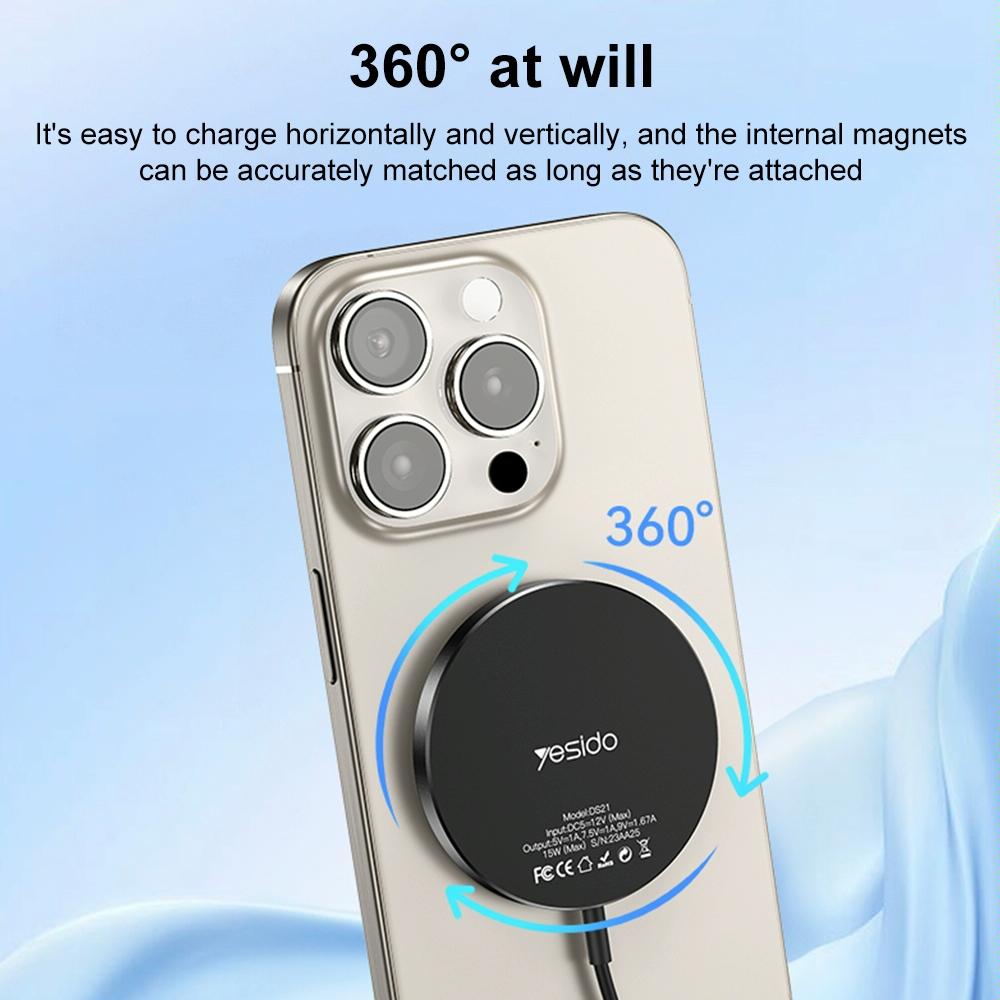 15W Magnetic Wireless Charger Detachable Black 5