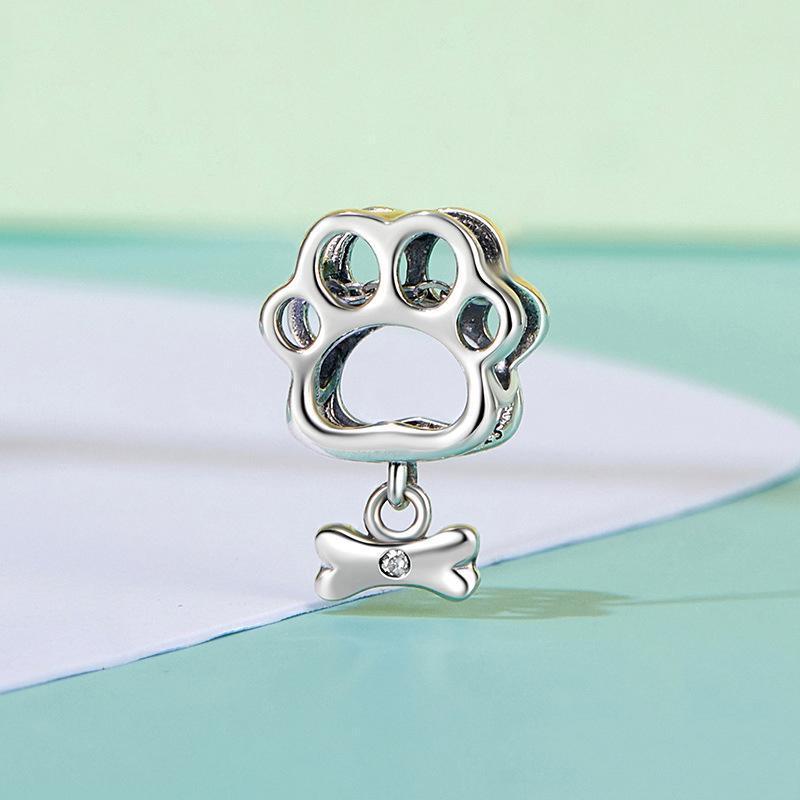 925 Sterling Silver Oxidized Paw Print Bracelet 3