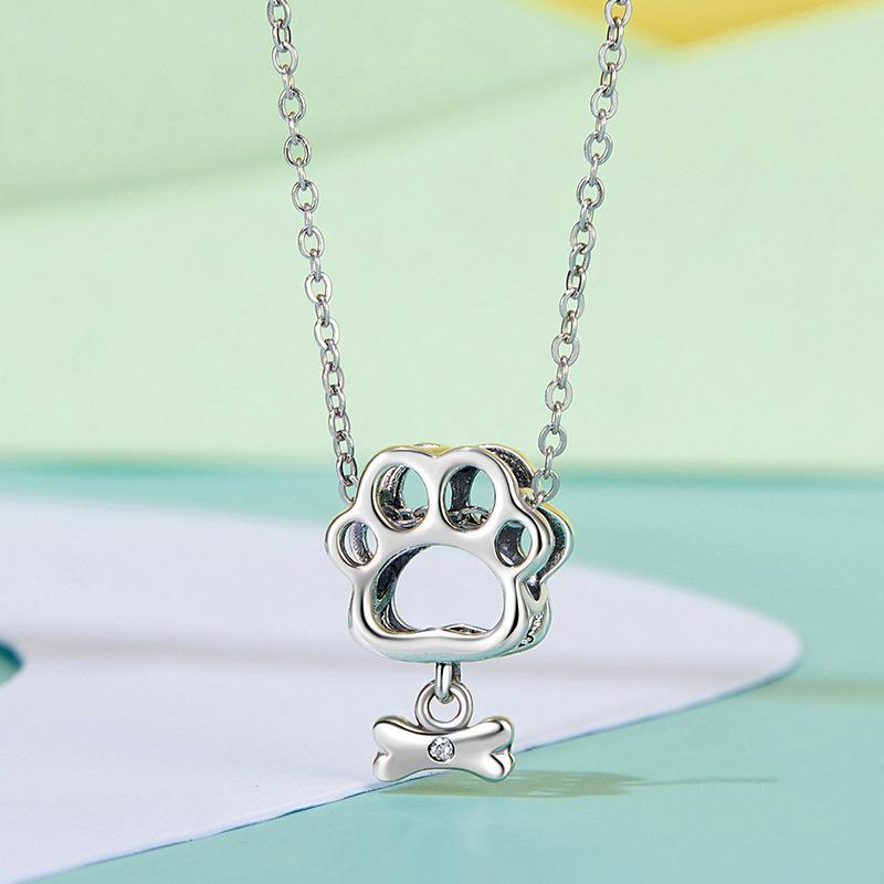 925 Sterling Silver Oxidized Paw Print Bracelet 7