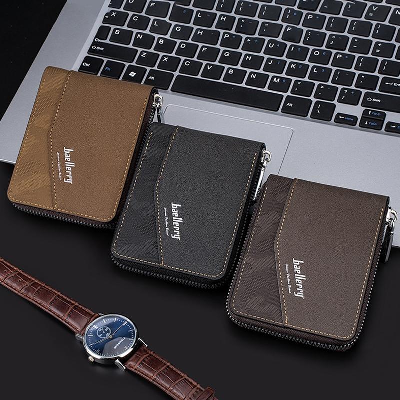 Retro Rfid Blocking Zip Wallet with Short Coin Pocket - Black 7