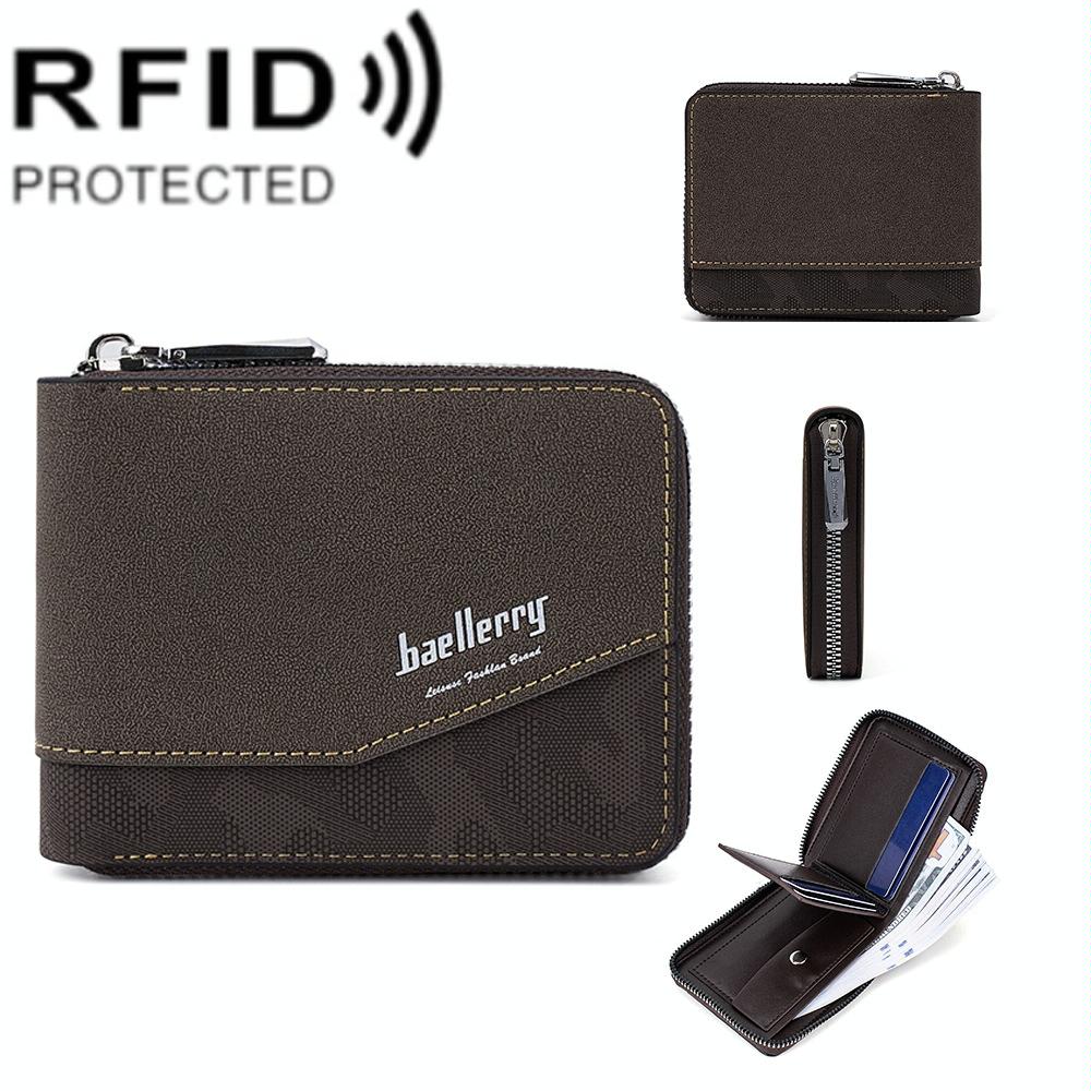 Retro Rfid Blocking Zip Wallet with Short Coin Pocket - Black 10