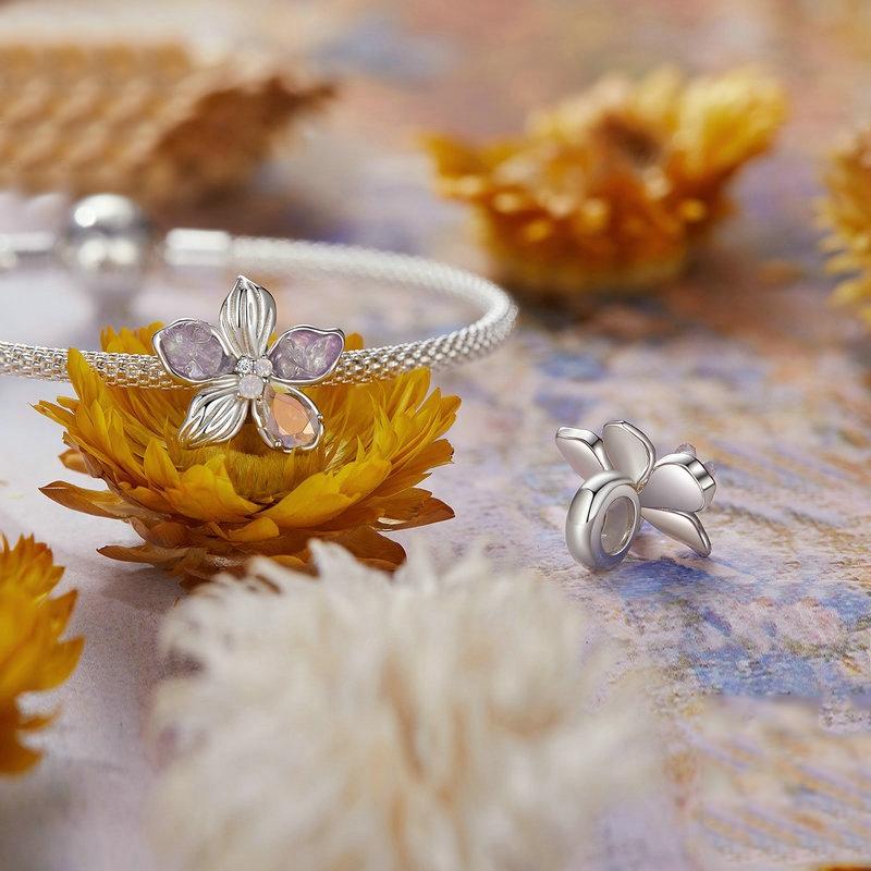925 Sterling Silver Opal Flower Silicone Diy Beads 4