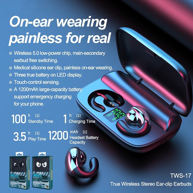 Wireless Stereo Bluetooth Earphones - Clip Style White 7