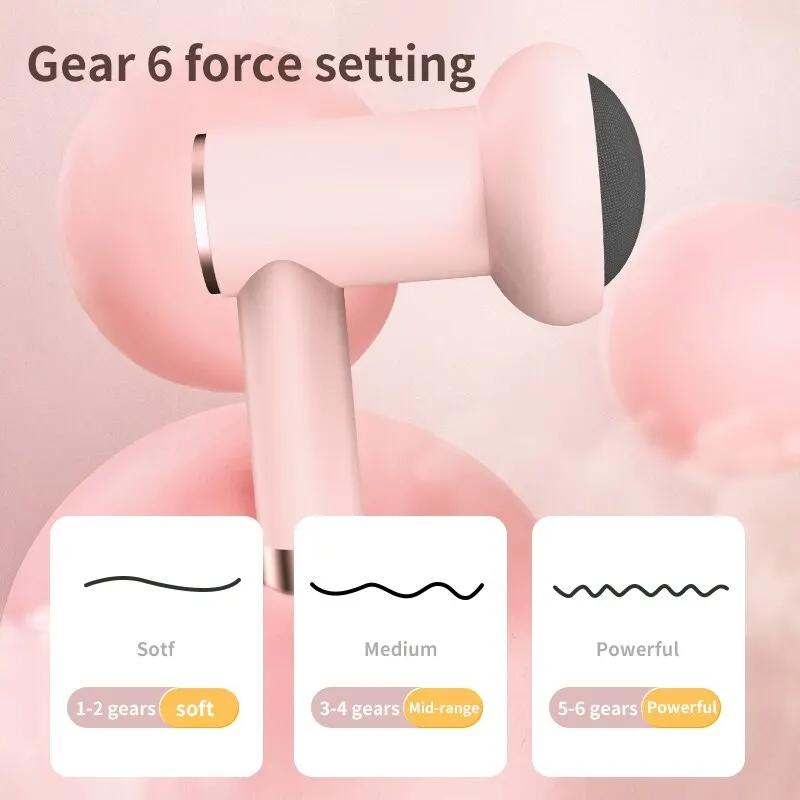 5-Head Handheld Massage Gun For Fat Pushing - Pink 5