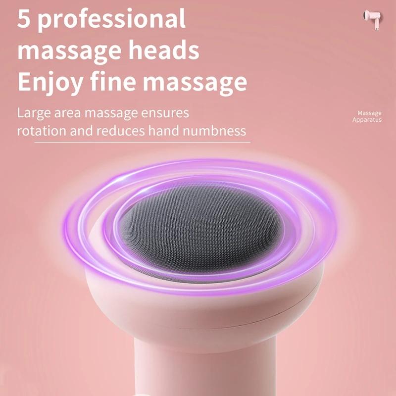 5-Head Handheld Massage Gun For Fat Pushing - Pink 7