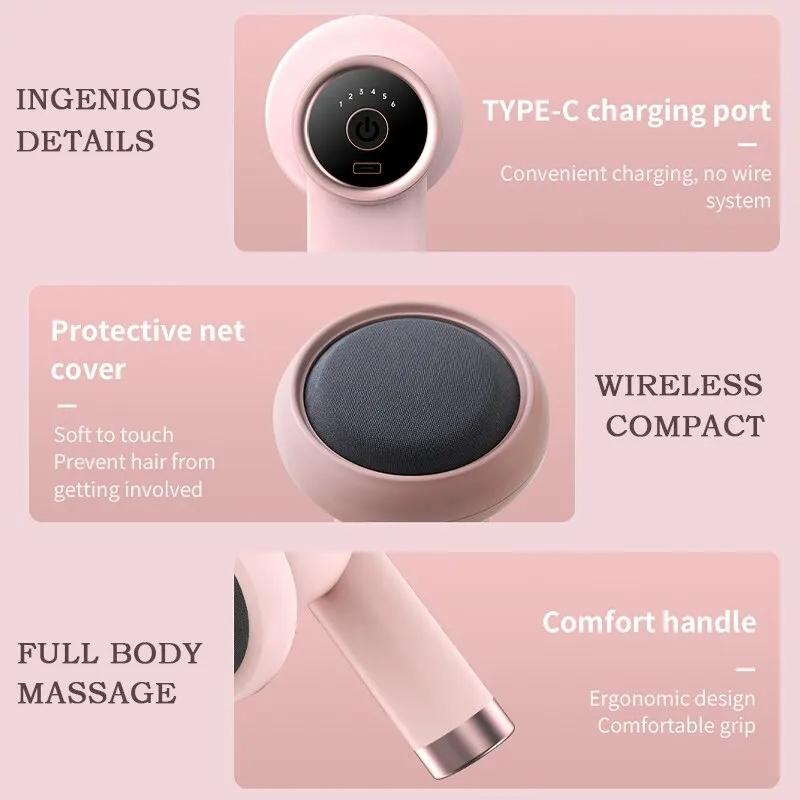 5-Head Handheld Massage Gun For Fat Pushing - Pink 8