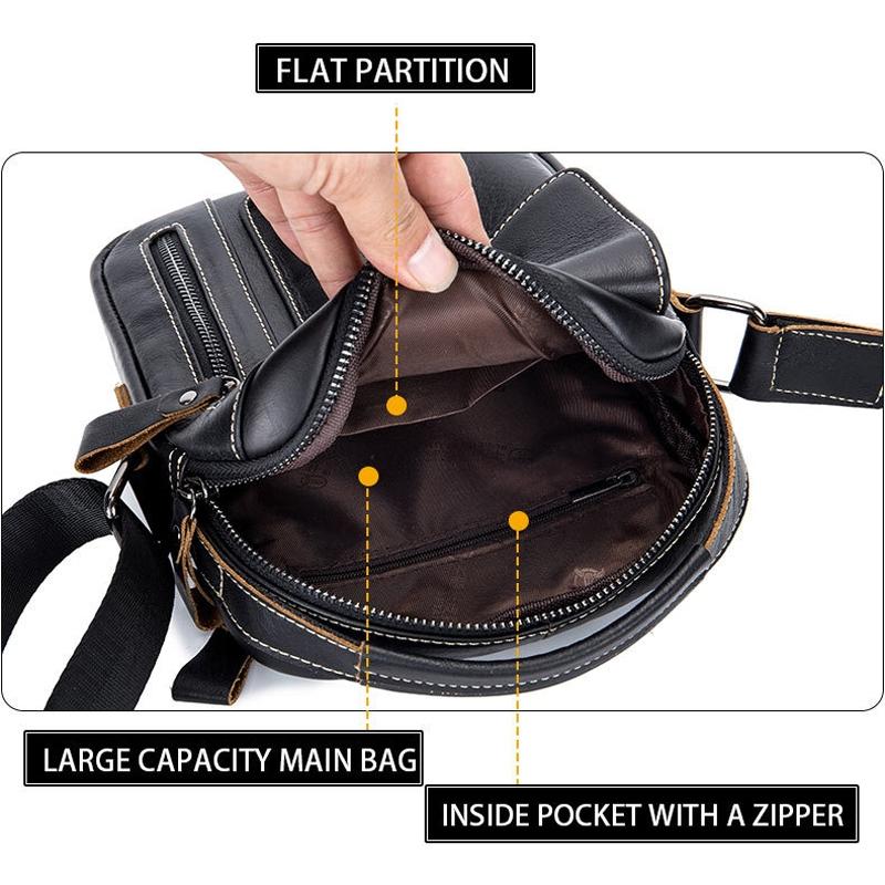 Soft Leather Messenger Bag For Men - Black 6