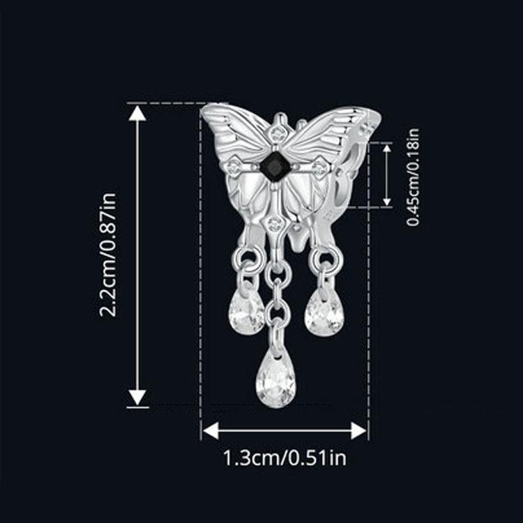 925 Sterling Silver Platinum Plated Butterfly Tassel Pendant 3