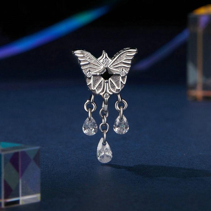 925 Sterling Silver Platinum Plated Butterfly Tassel Pendant 5
