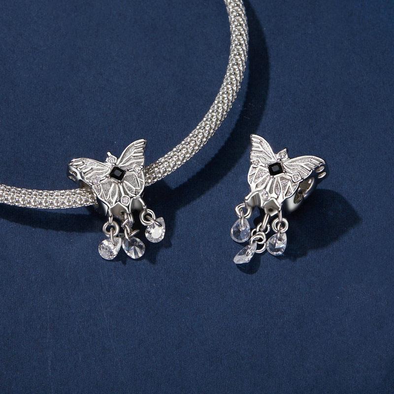 925 Sterling Silver Platinum Plated Butterfly Tassel Pendant 6
