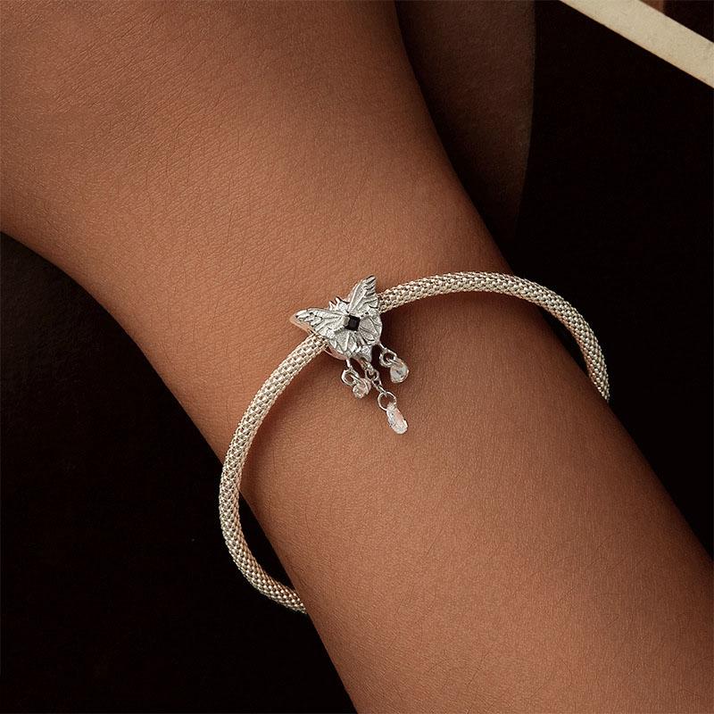 925 Sterling Silver Platinum Plated Butterfly Tassel Pendant 8