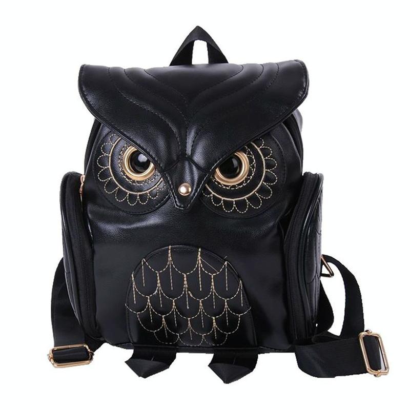 Women Owl Print Pu Backpack - Colourful and Stylish - Black 11