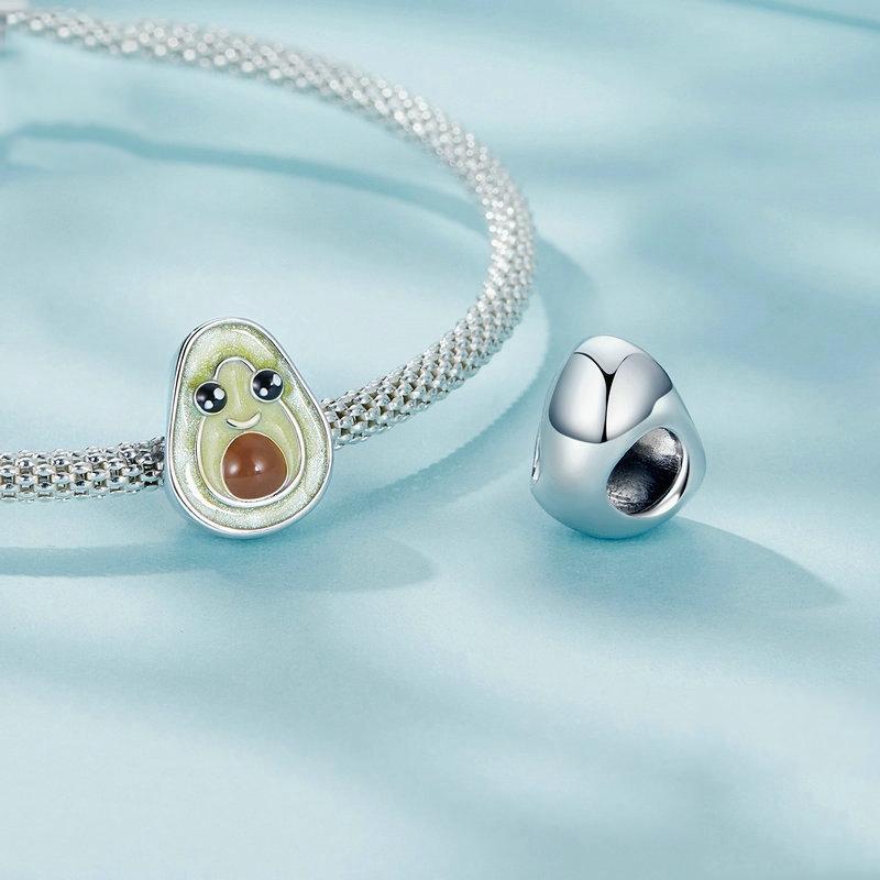 925 Sterling Silver Diy Cute Avocado Beads & Platinum 3