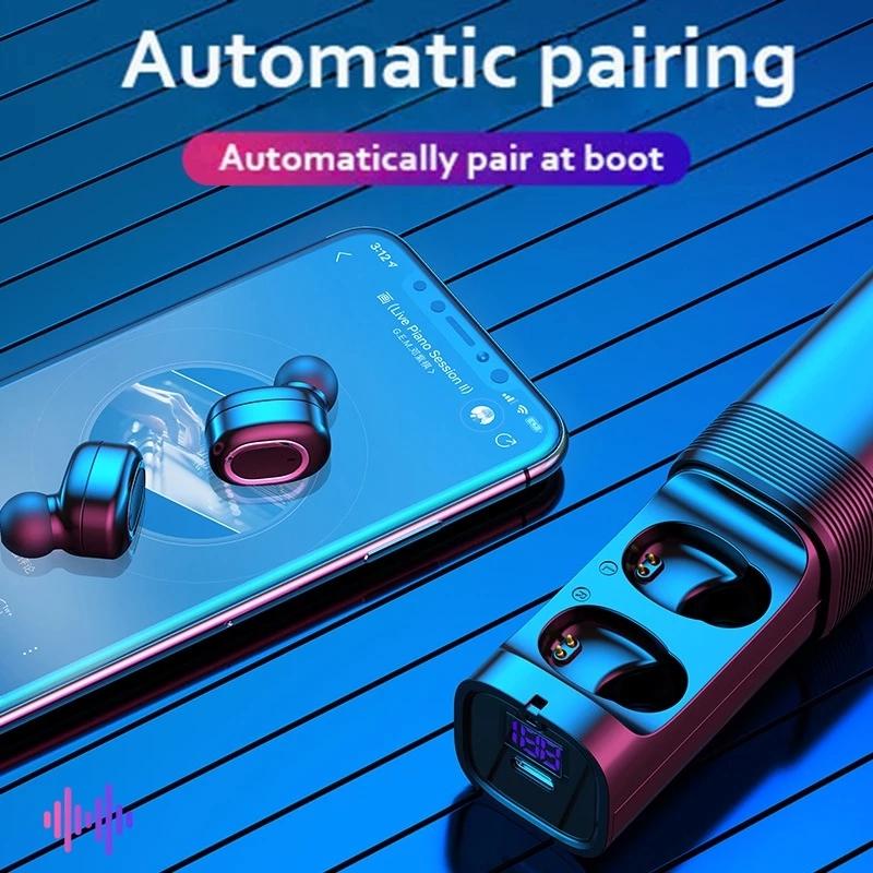Mini t & g Tws Bluetooth Earphones with Led Display - Black Gold 4