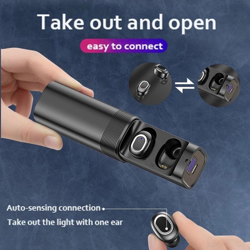 Mini t & g Tws Bluetooth Earphones with Led Display - Black Gold 5