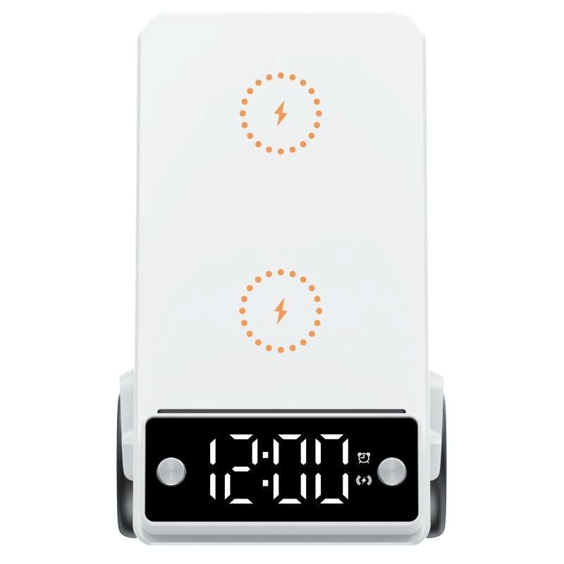 6 In 1 Car Shape Speaker With Clock & Wireless Charger - Grey 4