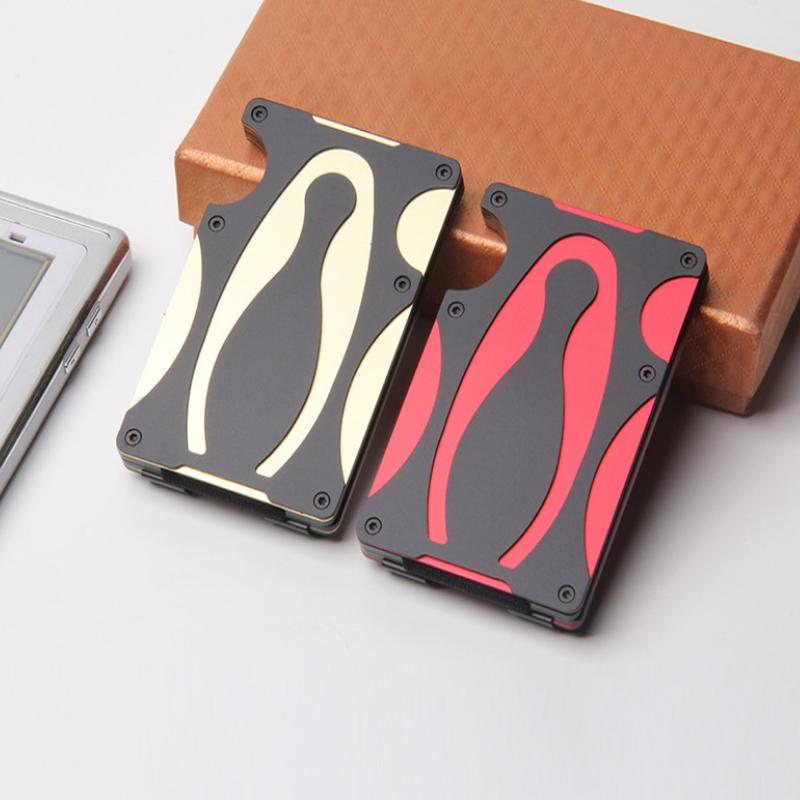 Rfid-blocking Metal Wallet - Secure & Compact - Red 3