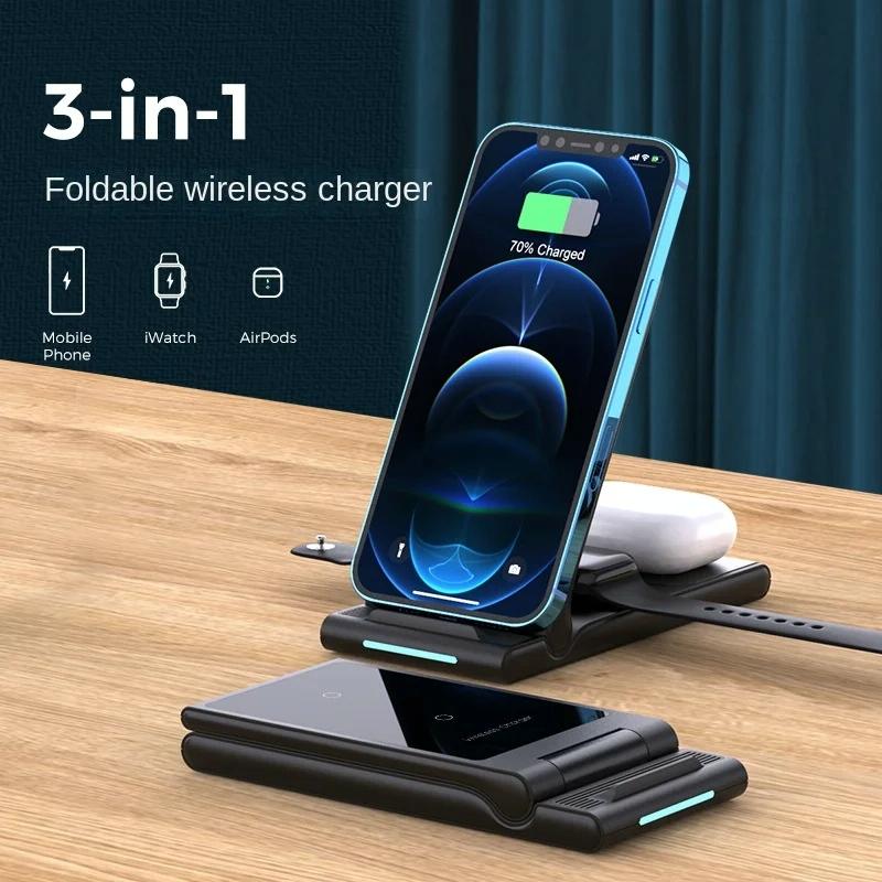 15W Foldable 3 In 1 Wireless Charger Black 4
