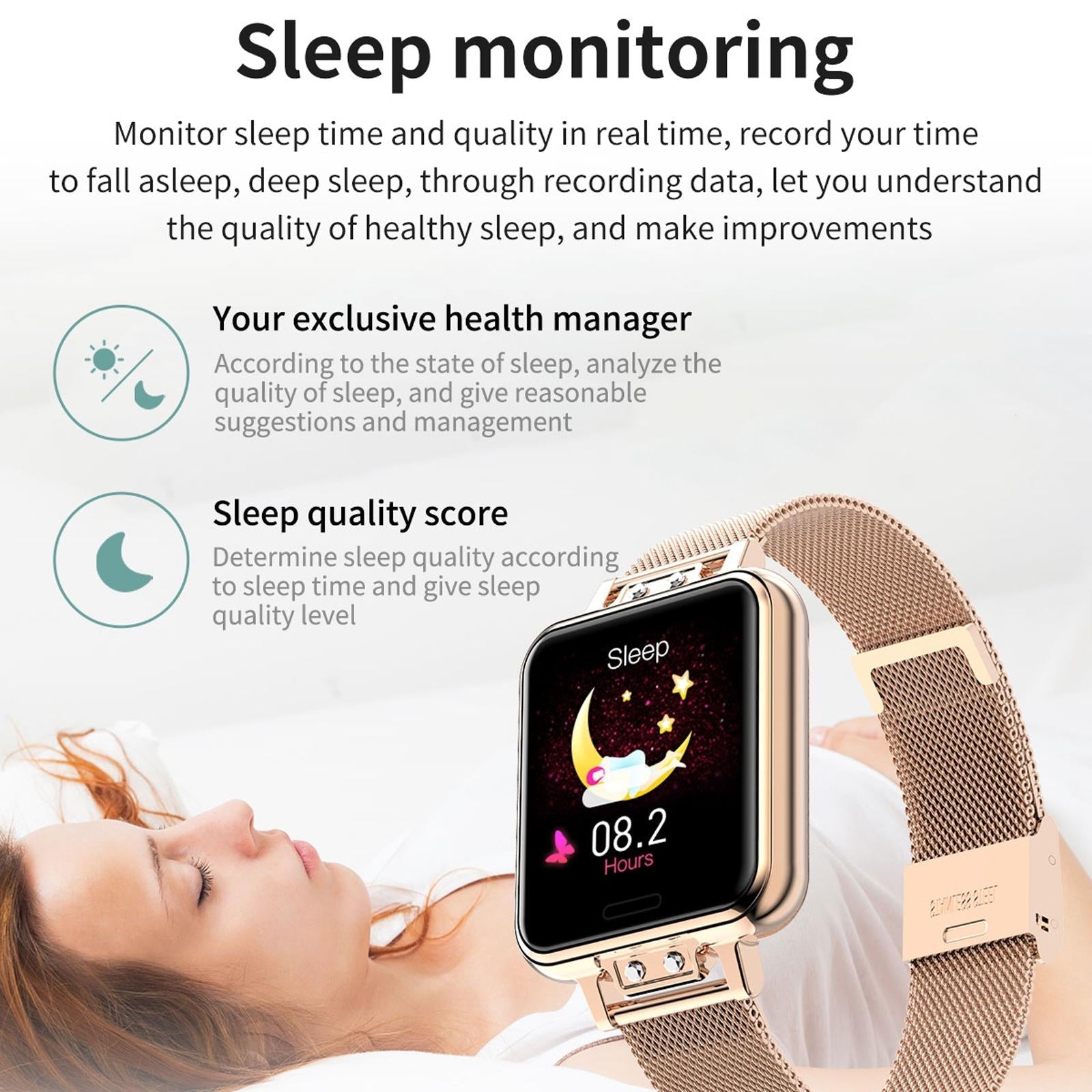 1.22 Inch Waterproof Smart Watch With Sleep & Heart Rate Monitor - Gold 5