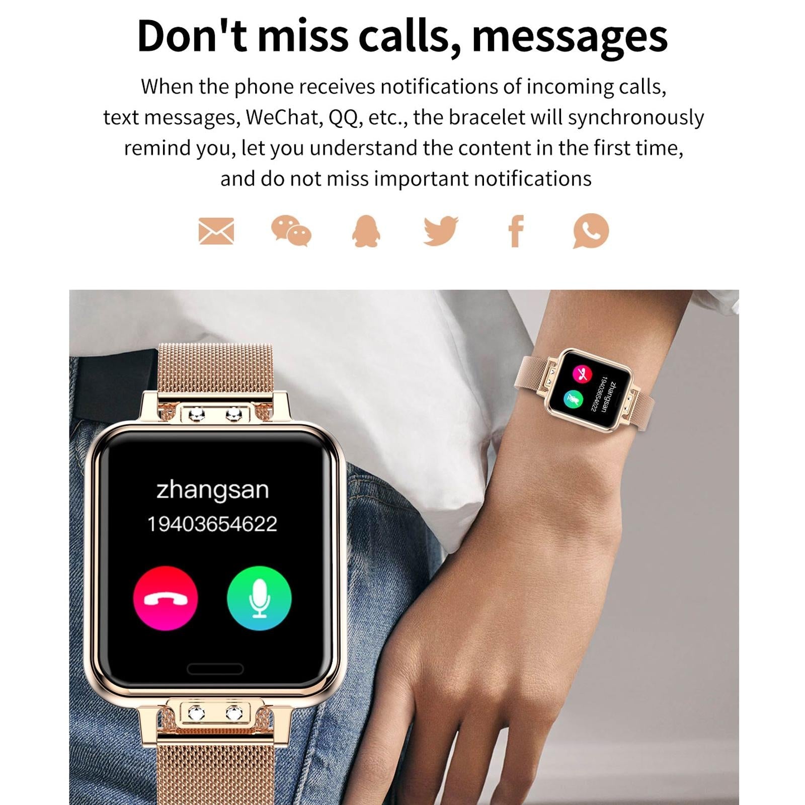 1.22 Inch Waterproof Smart Watch With Sleep & Heart Rate Monitor - Gold 6