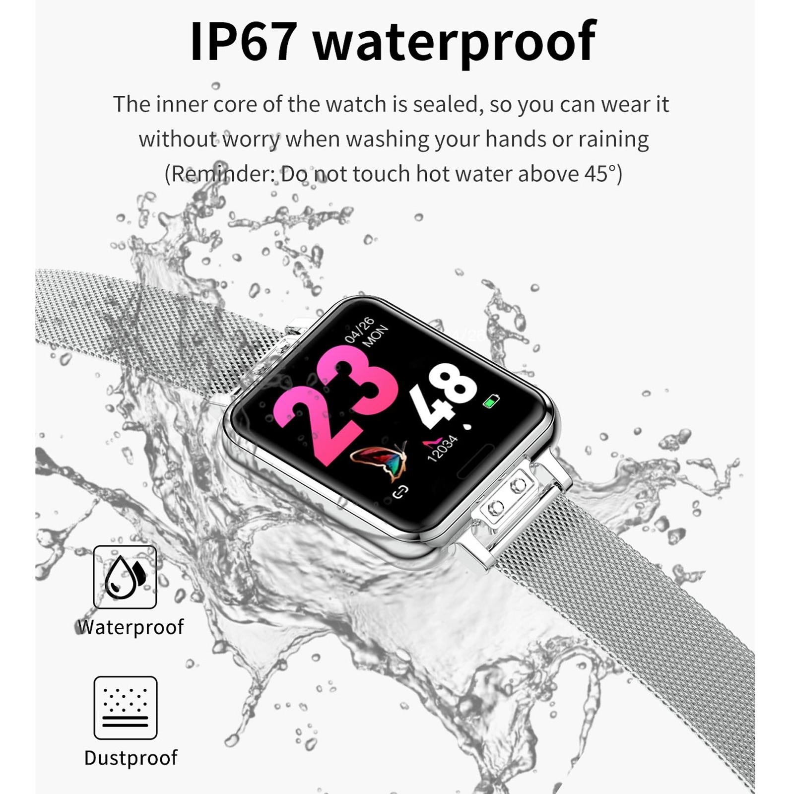 1.22 Inch Waterproof Smart Watch With Sleep & Heart Rate Monitor - Gold 7