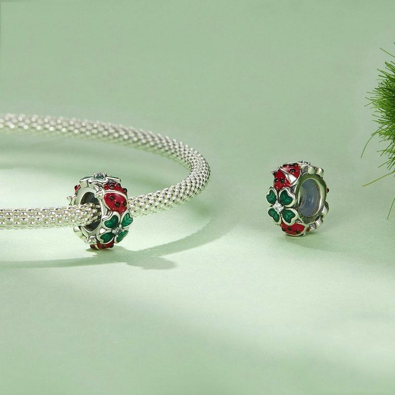 925 Sterling Silver Zircon Ladybug Clover Diy Beads & Silicone 5