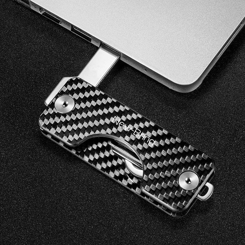 Carbon Fiber Key Bag For Men Multi Function Key Clip For Car Compact Key Storage 6