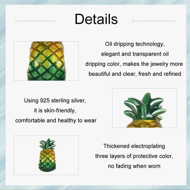 925 Sterling Silver Gradient Pineapple Diy Beads 6