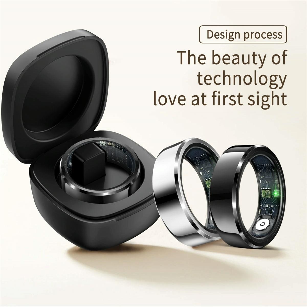 Smart Ring With Heart Rate Blood Oxygen And Sleep Monitoring - Size 10 - Black 9